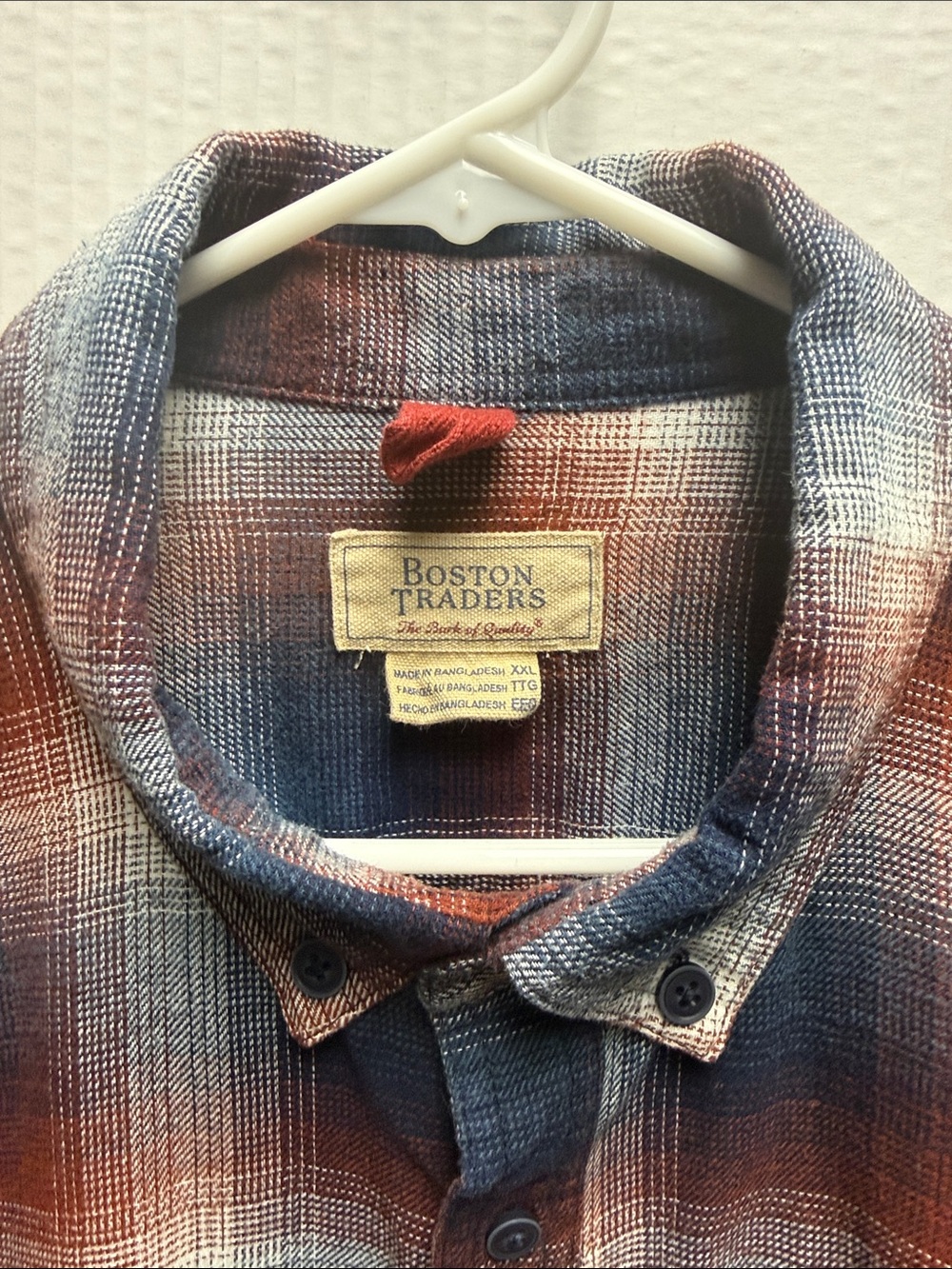 Boston Traders Men's Red and Blue Plaid Casual Button-Down long sleeve Shirt XXL